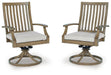 Rainier Ranch Outdoor Swivel Chair with Cushion (Set of 2) - Bargain Furniture (Detroit, MI)
