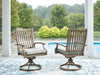 Rainier Ranch Outdoor Swivel Chair with Cushion (Set of 2) - Bargain Furniture (Detroit, MI)