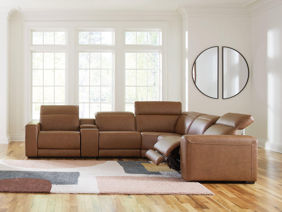Magic Man Power Reclining Sectional with Console - Bargain Furniture (Detroit, MI)