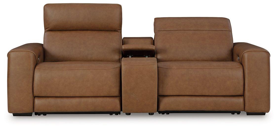 Magic Man Power Reclining Sectional Loveseat with Console - Bargain Furniture (Detroit, MI)