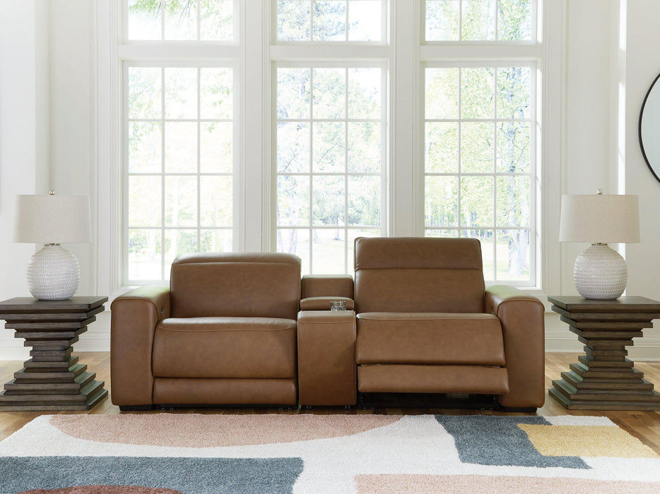 Magic Man Power Reclining Sectional Loveseat with Console - Bargain Furniture (Detroit, MI)