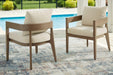 Serene Bay Outdoor Dining Arm Chair with Cushion (Set of 2) - Bargain Furniture (Detroit, MI)
