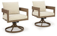 Serene Bay Outdoor Swivel Dining Chair with Cushion (Set of 2) - Bargain Furniture (Detroit, MI)