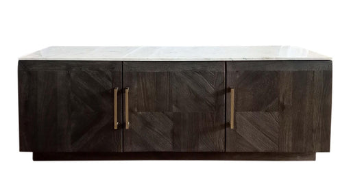 Dennis 3-door Marble Top Dining Sideboard Server White and Tobacco Grey - Bargain Furniture (Detroit, MI)