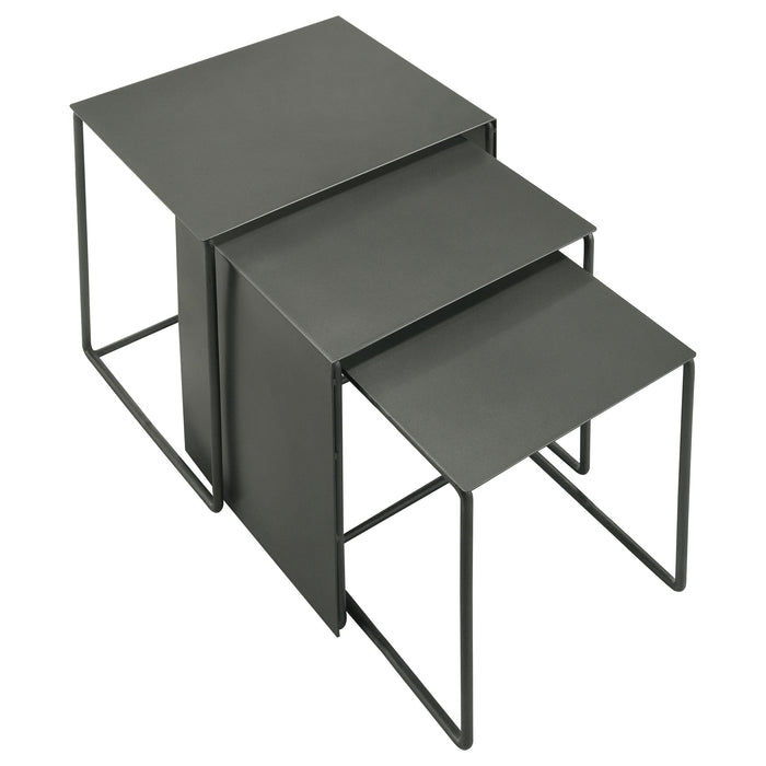 Imez 3-piece Rectangular Metal Nesting Table Grey - Bargain Furniture (Detroit, MI)