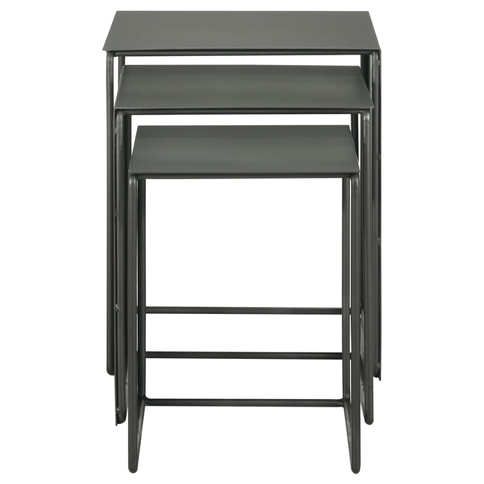 Imez 3-piece Rectangular Metal Nesting Table Grey - Bargain Furniture (Detroit, MI)