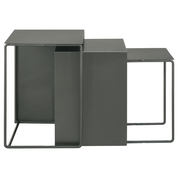Imez 3-piece Rectangular Metal Nesting Table Grey - Bargain Furniture (Detroit, MI)