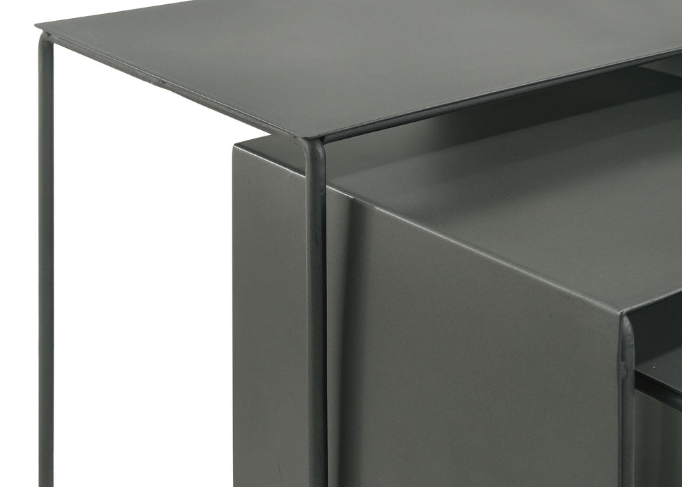 Imez 3-piece Rectangular Metal Nesting Table Grey - Bargain Furniture (Detroit, MI)