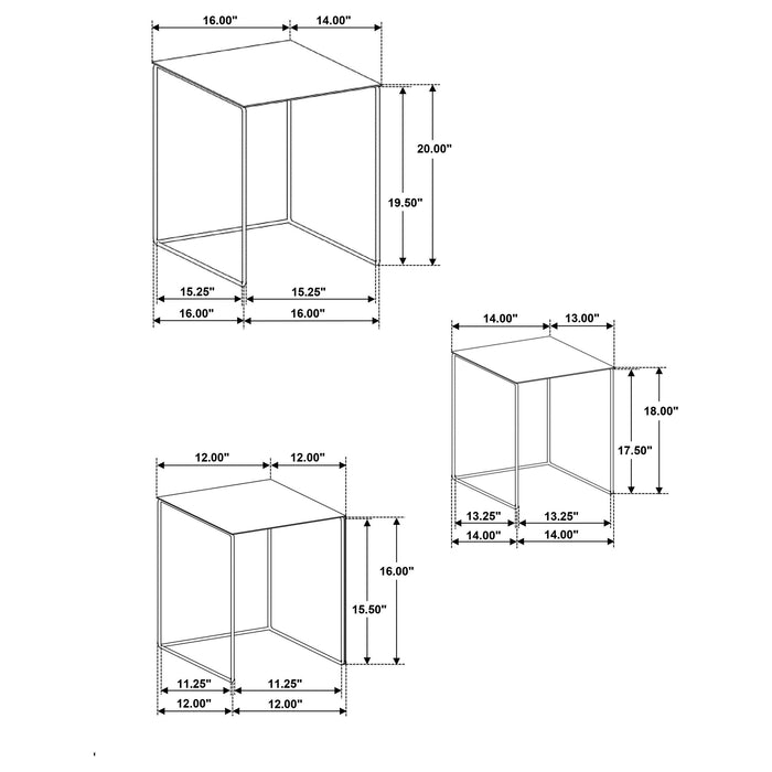 Imez 3-piece Rectangular Metal Nesting Table Grey - Bargain Furniture (Detroit, MI)