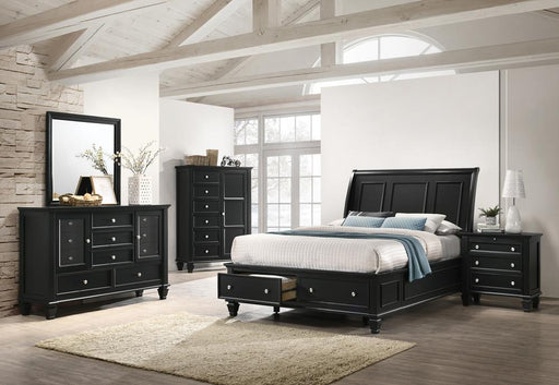 Sandy Beach Storage 4-Piece Eastern King Bedroom Set with Sleigh Headboard - Bargain Furniture (Detroit, MI)
