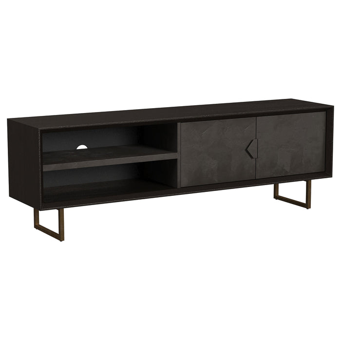 Marsden 2-door Wood 70" TV Stand Charcoal Black - Bargain Furniture (Detroit, MI)