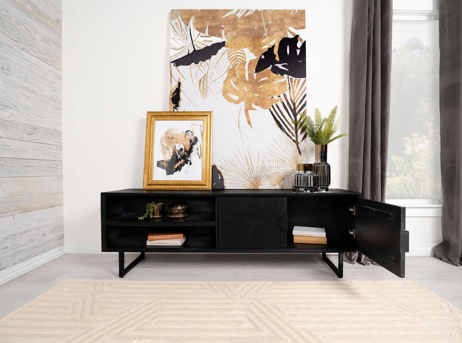 Marsden 2-door Wood 70" TV Stand Charcoal Black - Bargain Furniture (Detroit, MI)