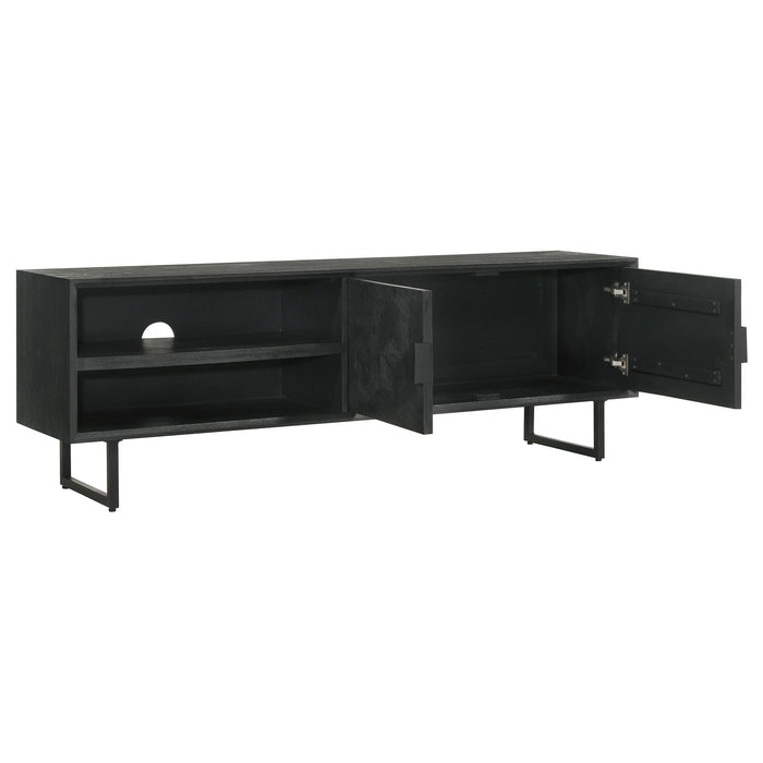 Marsden 2-door Wood 70" TV Stand Charcoal Black - Bargain Furniture (Detroit, MI)