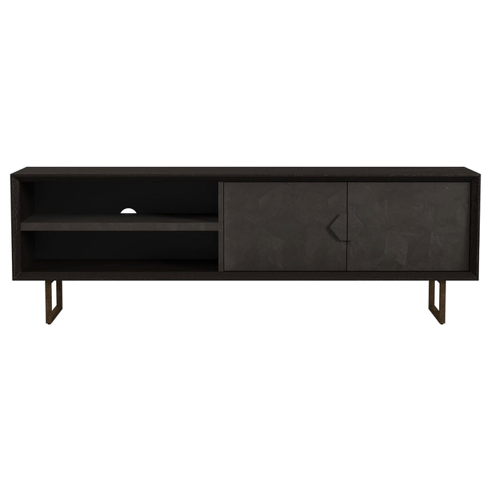 Marsden 2-door Wood 70" TV Stand Charcoal Black - Bargain Furniture (Detroit, MI)