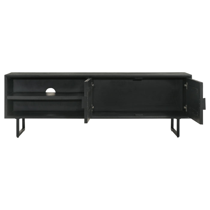 Marsden 2-door Wood 70" TV Stand Charcoal Black - Bargain Furniture (Detroit, MI)