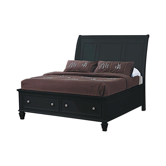 Sandy Beach Queen & E.King Storage Sleigh Bed Black & White - Bargain Furniture (Detroit, MI)
