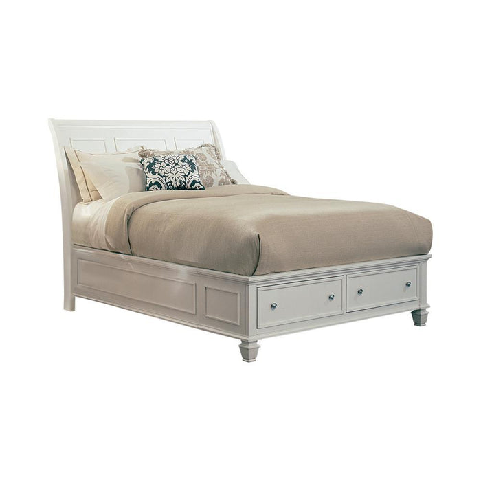 Sandy Beach Queen & E.King Storage Sleigh Bed Black & White - Bargain Furniture (Detroit, MI)