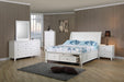 Selena Twin Sleigh Bed with Footboard Storage Cream White - Bargain Furniture (Detroit, MI)