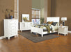 Sandy Beach Queen Panel Bed with High Headboard Cream White - Bargain Furniture (Detroit, MI)