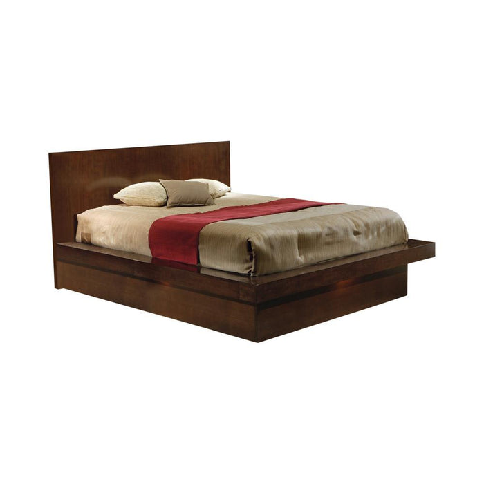 Jessica Eastern King & Queen Platform Bed with Rail Seating Cappuccino - Bargain Furniture (Detroit, MI)