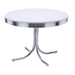 Retro Round Dining Table Glossy White and Chrome - Bargain Furniture (Detroit, MI)