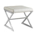 Rita X-cross Square Ottoman White and Chrome - Bargain Furniture (Detroit, MI)