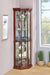 Appledale 6-shelf Corner Curio Cabinet Medium Brown - Bargain Furniture (Detroit, MI)