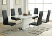 Anges T-shaped Pedestal Dining Table Glossy White - Bargain Furniture (Detroit, MI)