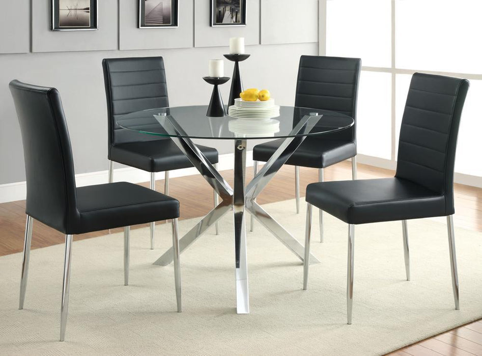 Vance Glass Top Dining Table with X-cross Base Chrome