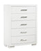 Jessica 5-drawer Chest White - Bargain Furniture (Detroit, MI)