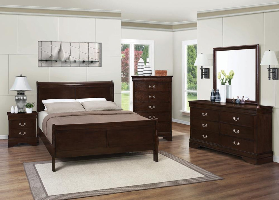 Louis Philippe Eastern King & Queen Panel Sleigh Bed Cappuccino - Bargain Furniture (Detroit, MI)