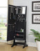 Cortez Storage Jewelry Cheval Mirror Black - Bargain Furniture (Detroit, MI)