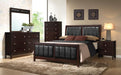 Carlton Eastern King Upholstered Bed Cappuccino and Black - Bargain Furniture (Detroit, MI)
