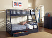 Ashton Twin Over Full 2-drawer Bunk Bed Navy Blue - Bargain Furniture (Detroit, MI)