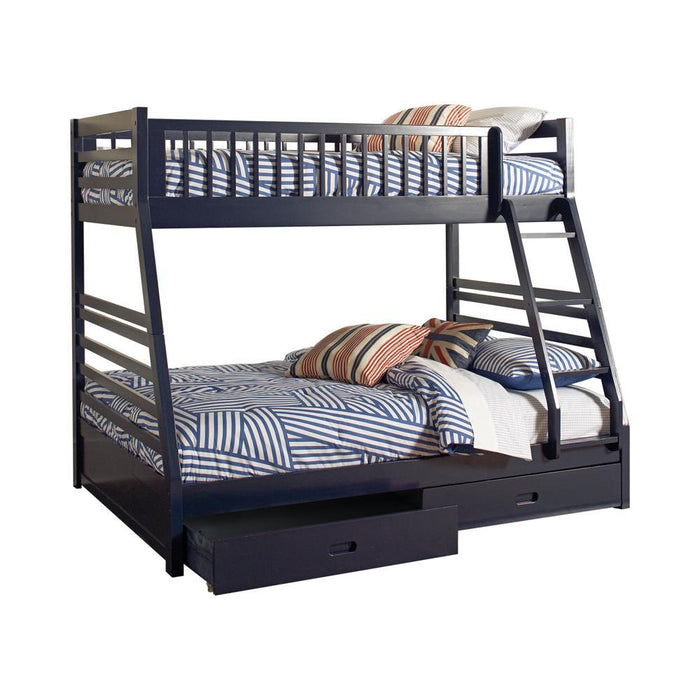 Ashton Twin Over Full 2-drawer Bunk Bed Cappuccino, White, Navy, Honey, & Brown - Bargain Furniture (Detroit, MI)
