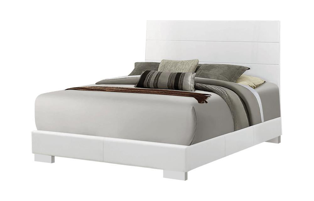 Felicity Eastern King, Queen, & Cal.King Panel Bed Glossy White - Bargain Furniture (Detroit, MI)