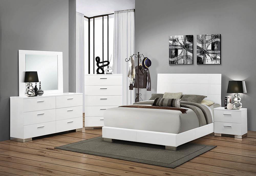 Felicity Eastern King, Queen, & Cal.King Panel Bed Glossy White - Bargain Furniture (Detroit, MI)