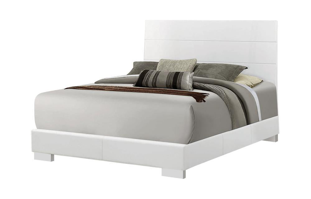 Felicity Eastern King, Queen, & Cal.King Panel Bed Glossy White - Bargain Furniture (Detroit, MI)