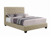 Chloe Tufted Upholstered California King Bed Oatmeal - Bargain Furniture (Detroit, MI)