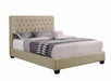 Chloe Tufted Upholstered Queen Bed Oatmeal - Bargain Furniture (Detroit, MI)