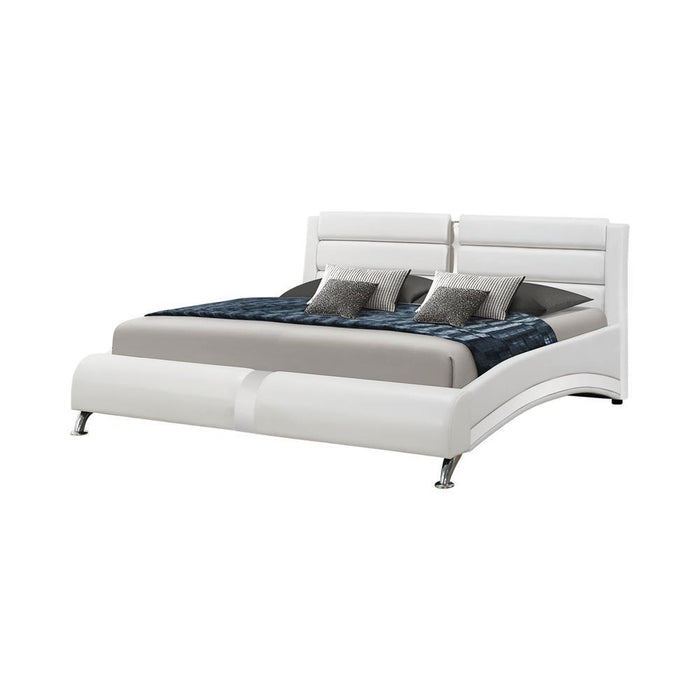 Jeremaine California King, E.King, & Queen Upholstered Bed White - Bargain Furniture (Detroit, MI)