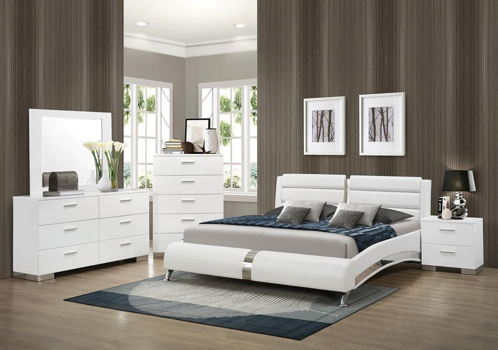 Jeremaine California King, E.King, & Queen Upholstered Bed White - Bargain Furniture (Detroit, MI)