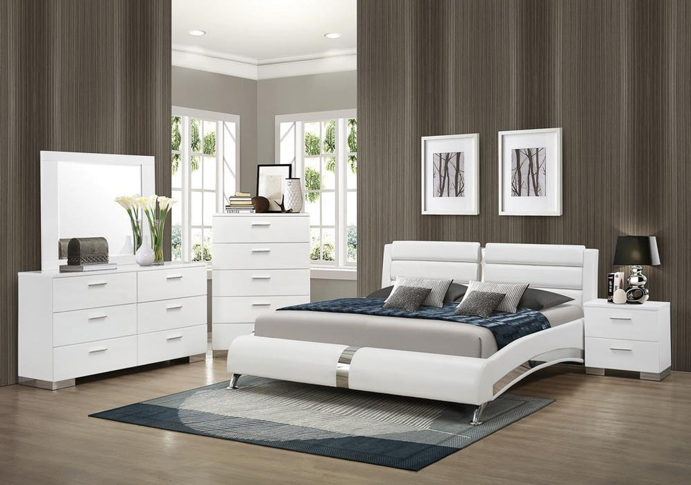 Jeremaine California King, E.King, & Queen Upholstered Bed White - Bargain Furniture (Detroit, MI)