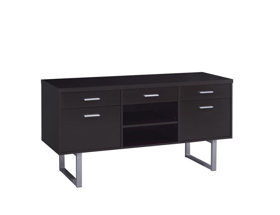 Lawtey 5-drawer Credenza with Adjustable Shelf Cappuccino