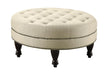 Elchin Round Upholstered Tufted Ottoman Oatmeal - Bargain Furniture (Detroit, MI)