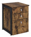 Estrella 3-drawer File Cabinet Antique Nutmeg and Gunmetal - Bargain Furniture (Detroit, MI)
