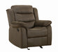 Rodman Upholstered Glider Recliner Chocolate - Bargain Furniture (Detroit, MI)