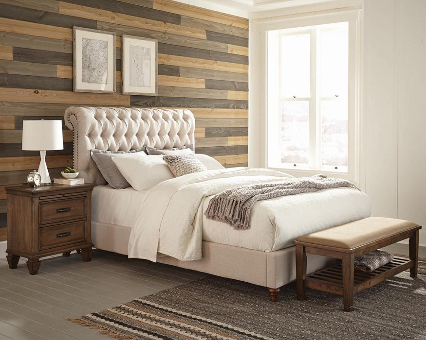 Devon Tufted Upholstered California King, Eastren King, & Queen Bed Beige - Bargain Furniture (Detroit, MI)