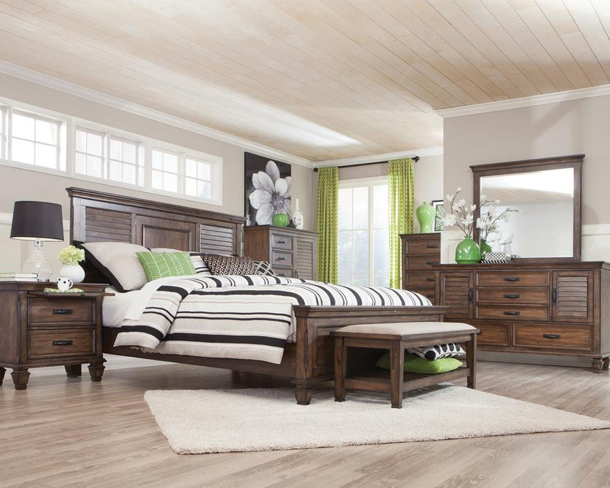 Franco Eastern King & Queen Panel Bed Antique White & Oak - Bargain Furniture (Detroit, MI)