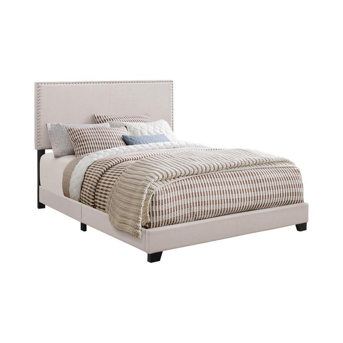 Boyd California King, King, & Queen Upholstered Bed with Nailhead Trim Charcoal & Grey - Bargain Furniture (Detroit, MI)